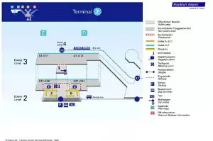 Terminal 2 Abflüge Plan Gate D E auf Ebene 2 und Ebene 3 Flughafen Frankfurt Airport